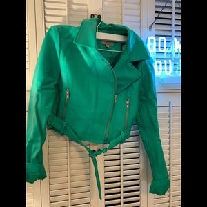Faux leather green jacket